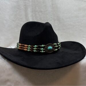Black Western Hat with Beaded Band